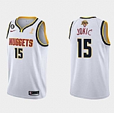 Men's Denver Nuggets #15 Nikola Jokic White 2023 Finals Champions Association Edition With NO.6 Patch Stitched Basketball Jersey,baseball caps,new era cap wholesale,wholesale hats